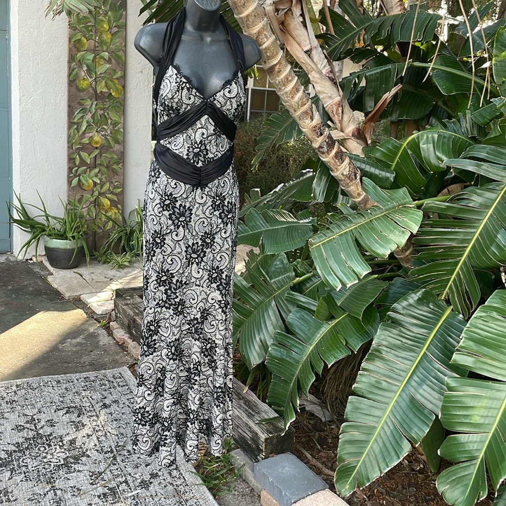 Joseph Ribcoff, lingerie, lace sequin satin dress with bow